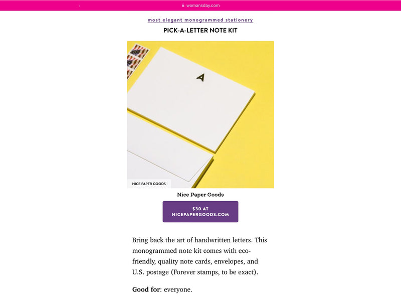 Best Holiday Gifts 2022: Our Pick-A-Letter Note Kit selected by Woman's Day!